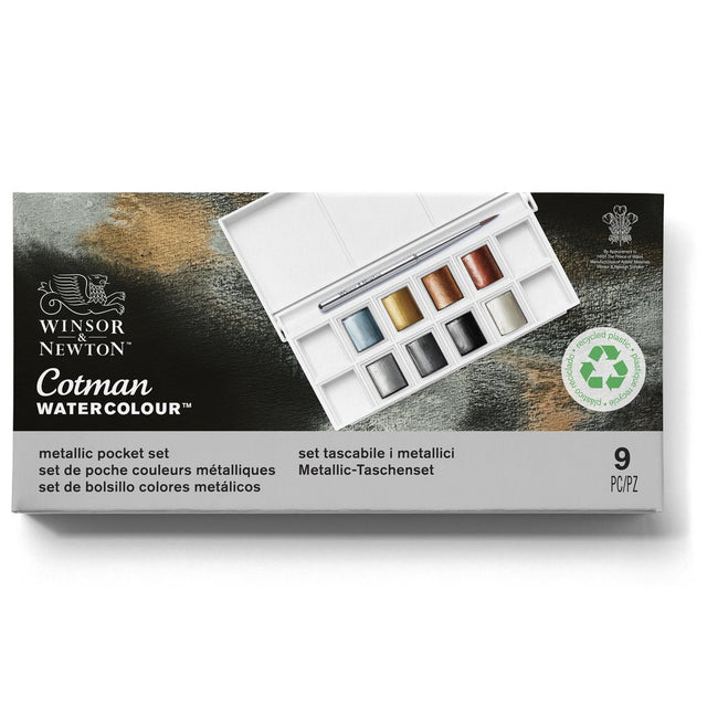 Winsor & Newton Cotman Watercolour Metallic Pocket Set of 8 Half Pans