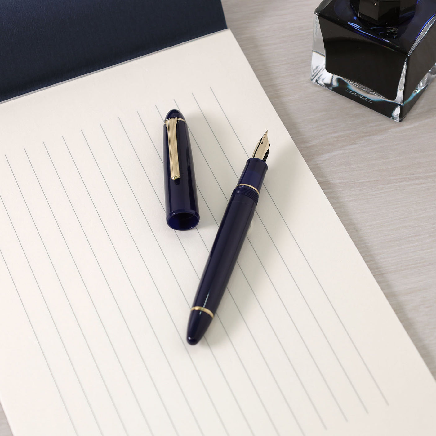 Sailor 1911 Large Casual Fountain Pen Muted Blue with Gold Trim Steel Nib