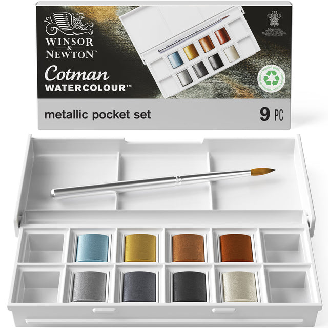 Winsor & Newton Cotman Watercolour Metallic Pocket Set of 8 Half Pans