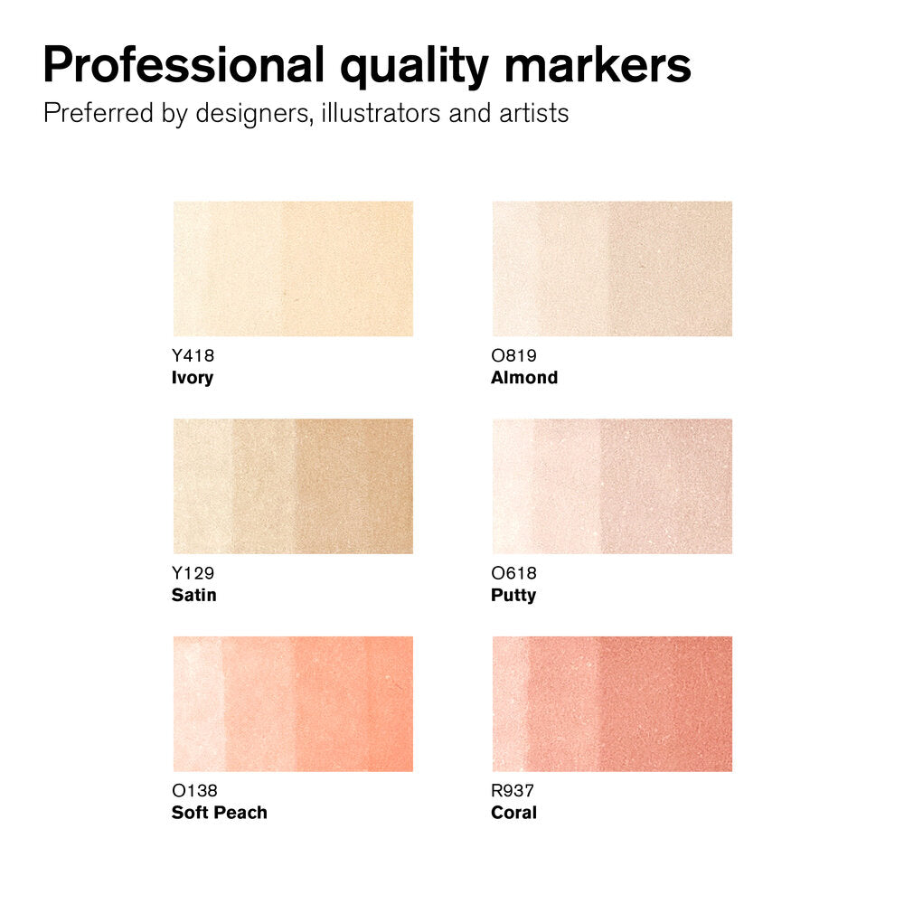 Winsor & Newton ProMarkers Set of 6 Skin Tones - Set 1
