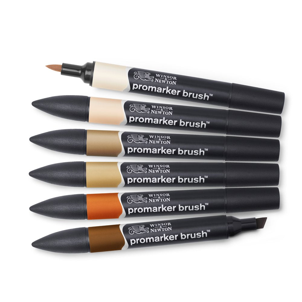 Winsor & Newton Promarker Brush Set of 6 Skin Tones