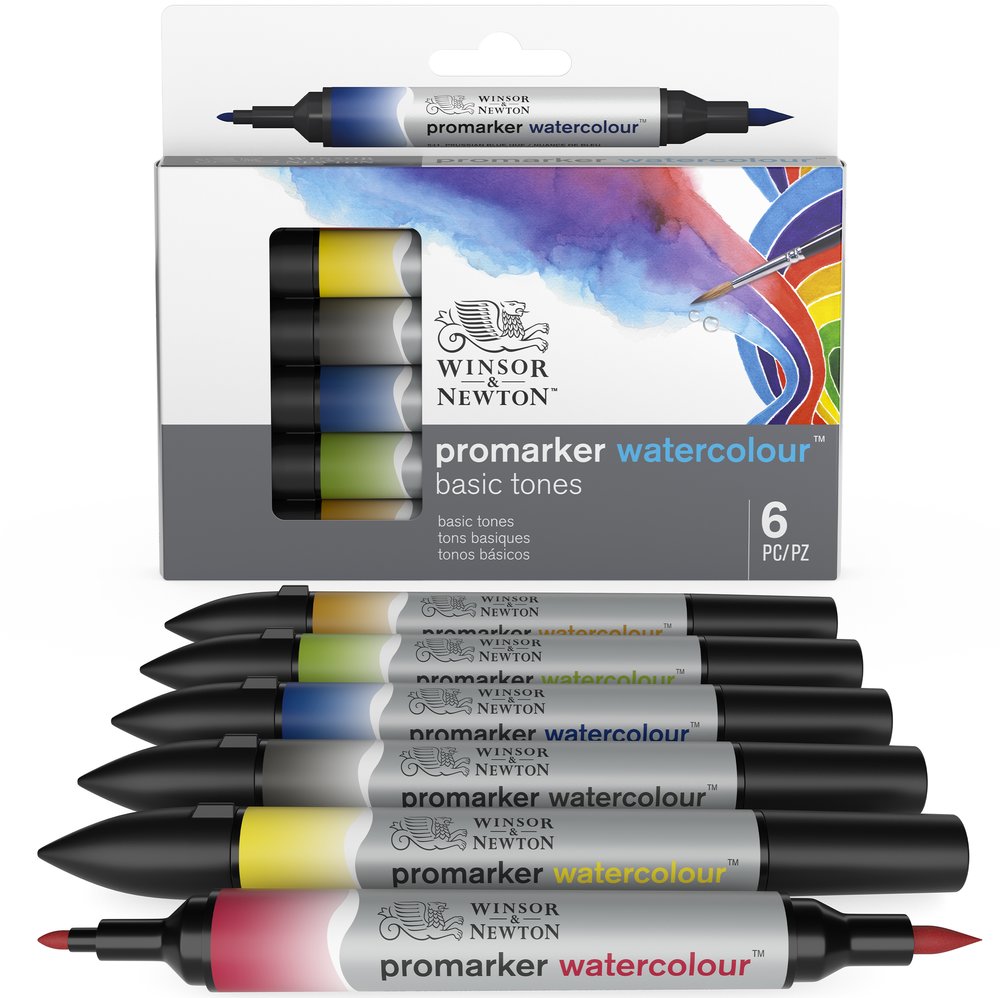 Winsor & Newton Watercolour Markers Set of 6 Basic