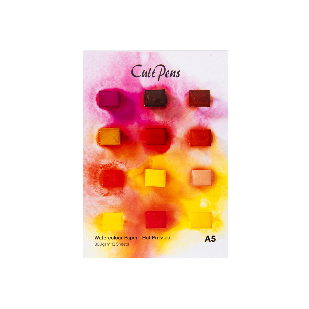 Cult Pens Hot Pressed Watercolour Pad A5 300gsm 12 Sheets