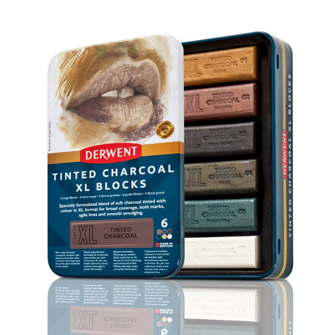 Derwent Tinted Charcoal XL Blocks Set of 6 by Derwent at Cult Pens