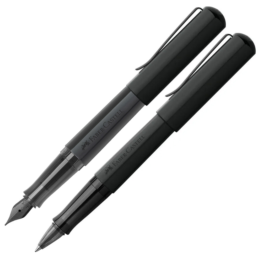 Faber-Castell Hexo Black Fountain Pen and Rollerball Pen Set Medium