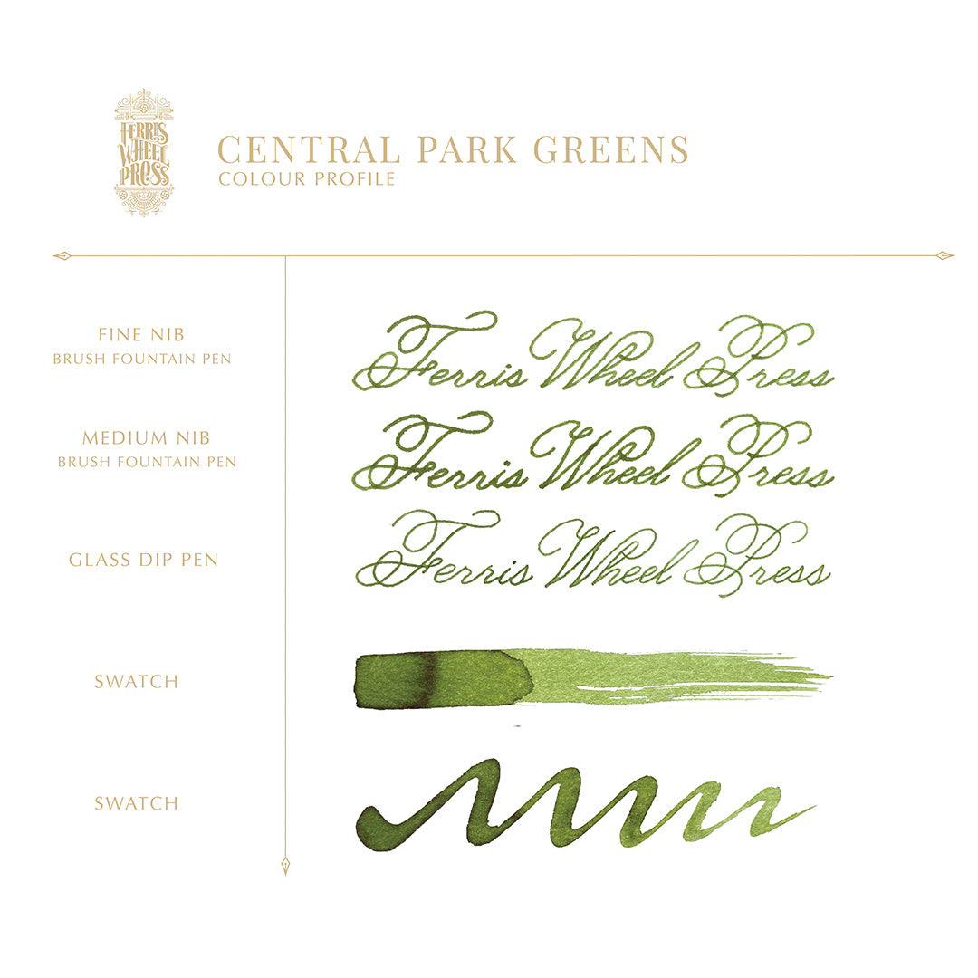 Ferris Wheel Press Fountain Pen Ink 38ml Central Park Greens