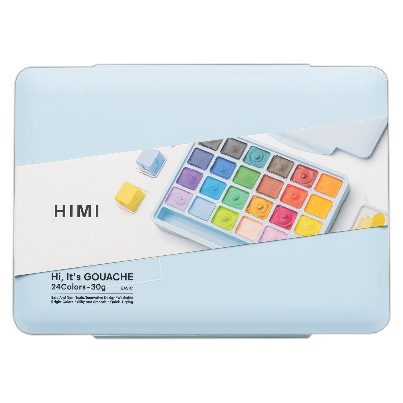HIMI Jelly Cup Gouache Set of 24 Colours Ice Blue Case