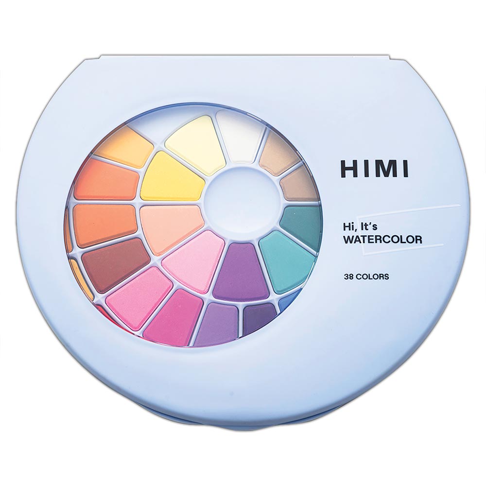 HIMI Solid Watercolour Set of 38 Pans + Brush Blue Case