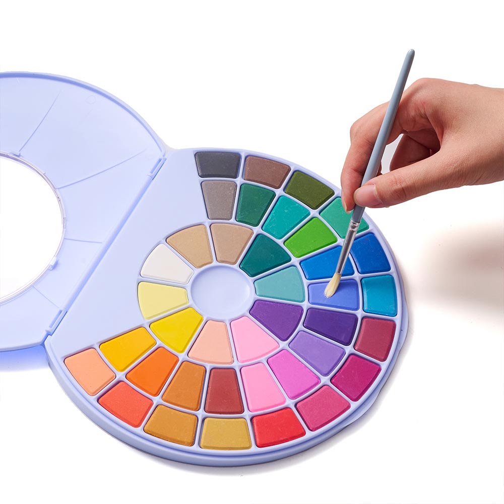 HIMI Solid Watercolour Set of 38 Pans + Brush Blue Case