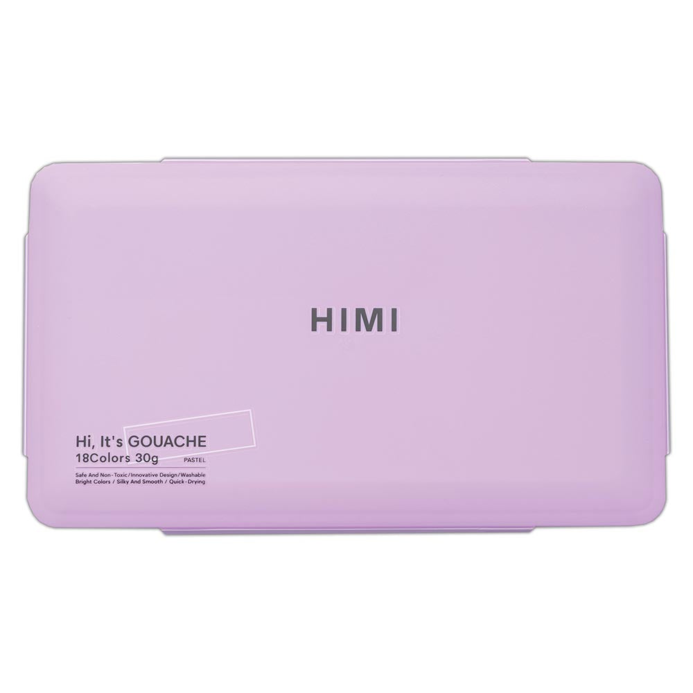 HIMI Jelly Cup Gouache Set of 18 Colours Purple Case Pastel Edition