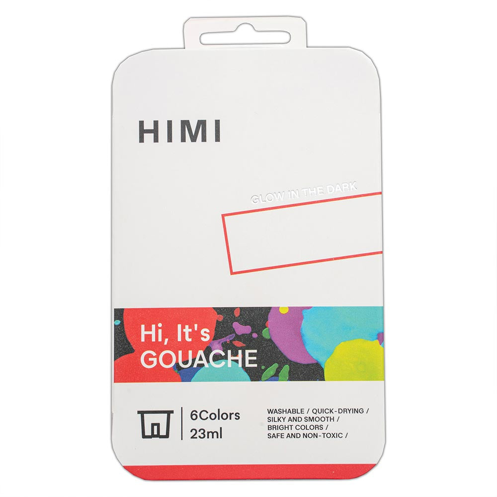 HIMI Jelly Cup Gouache Set of 6 Colours White Case Glow in the Dark Edition