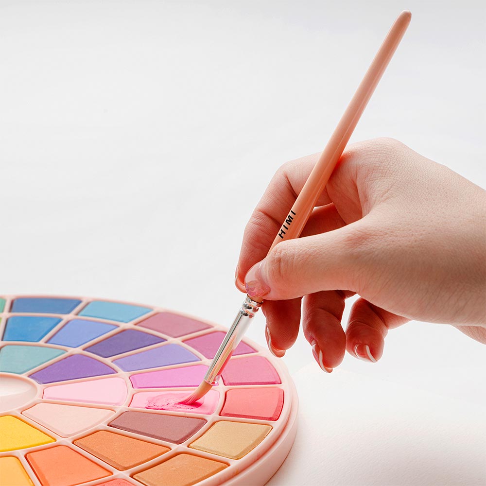 HIMI Solid Watercolour Set of 38 Pans + Brush Pink Case