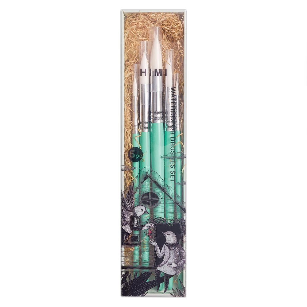 HIMI Set of 5 Round Brushes Green