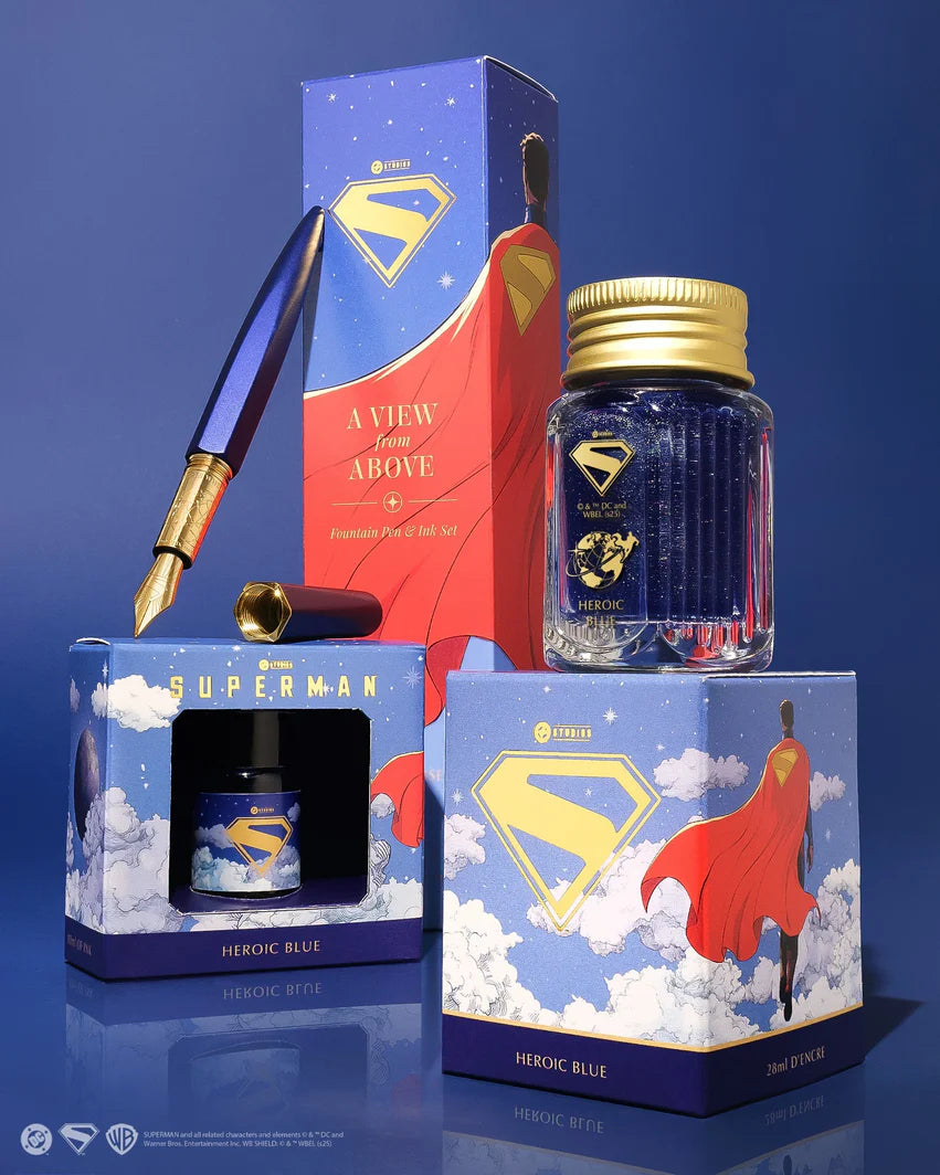 Ferris Wheel Press Superman Marquise Fountain Pen and 29ml Ink Set A View From Above