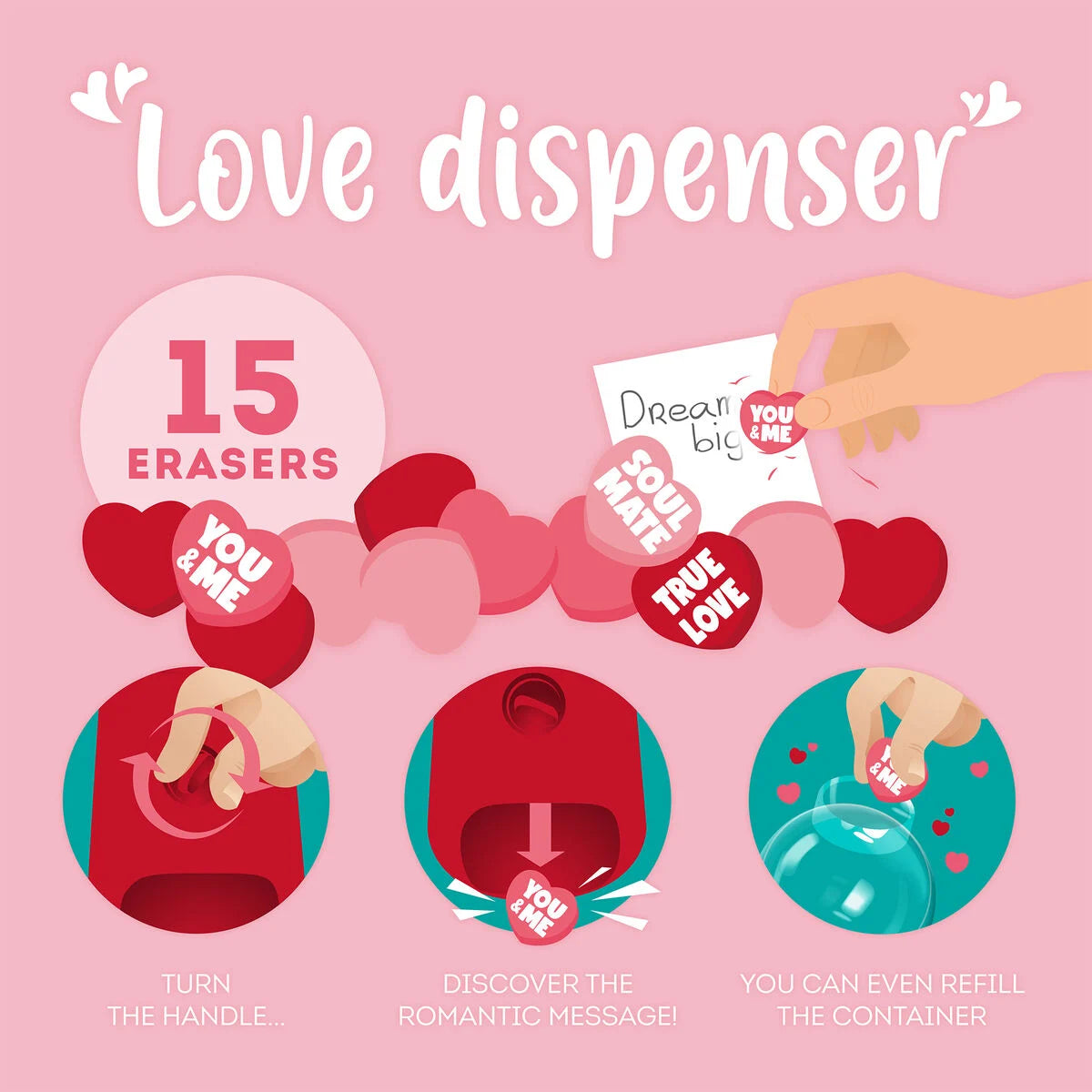 Legami Mini Eraser Dispenser Heart