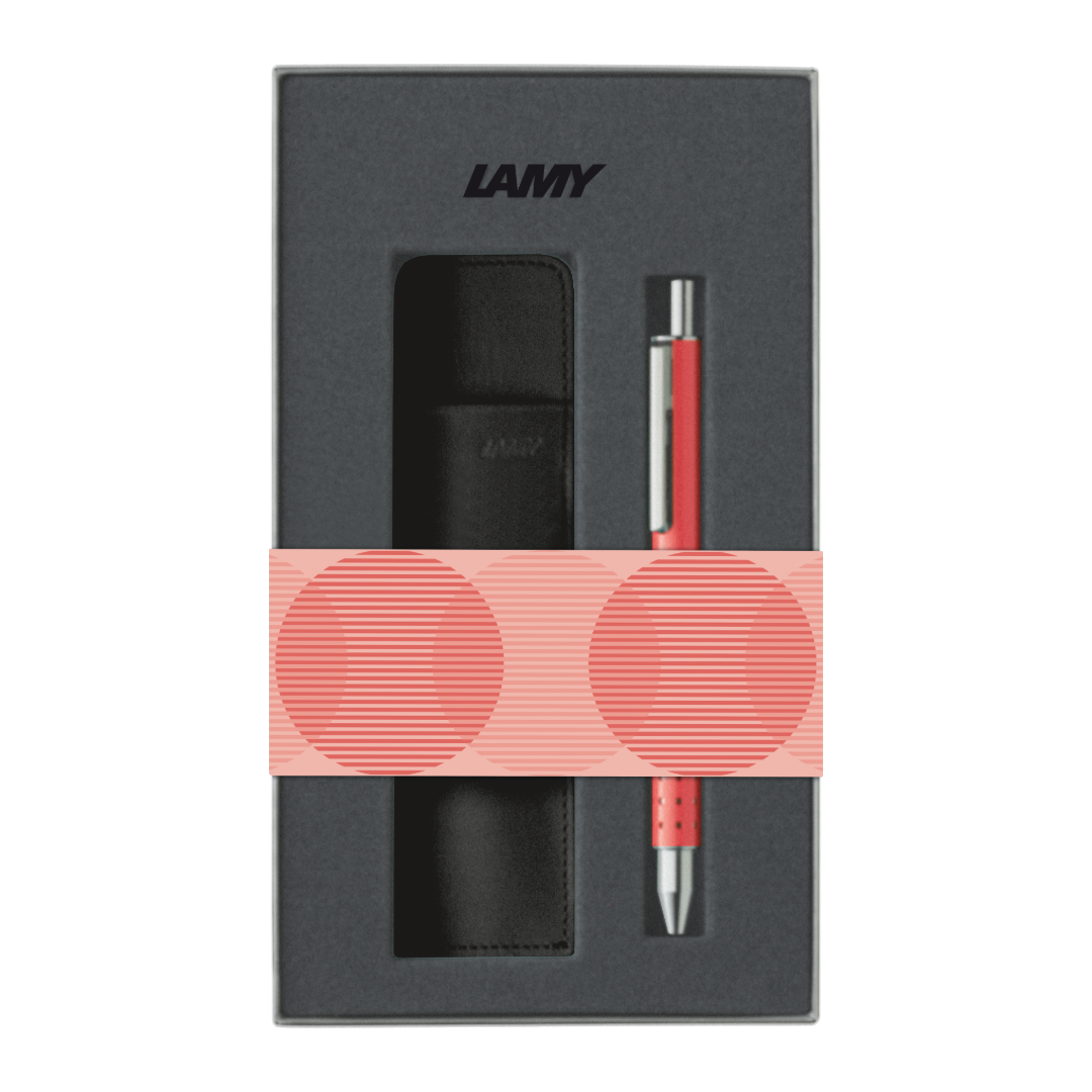 LAMY swift Rollerball Pen Gift Set with Leather Case Sunset