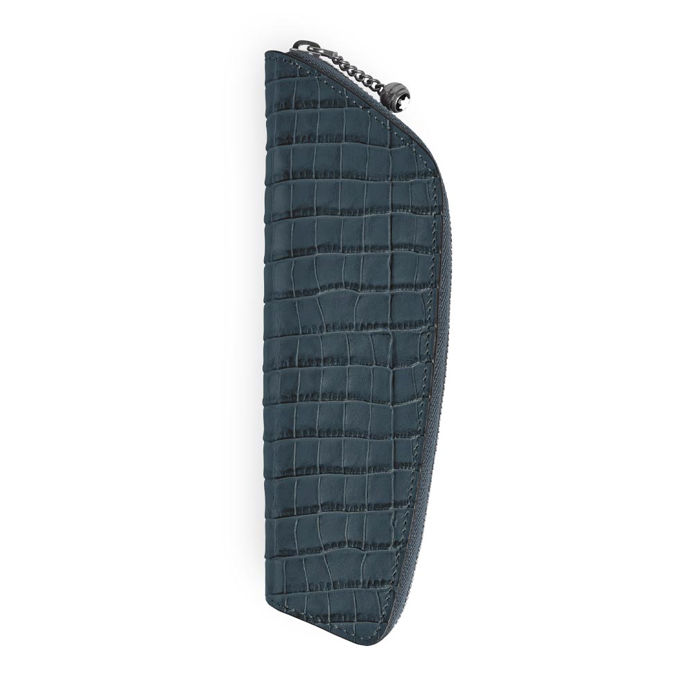 Montblanc Meisterstuck 1 Pen Pouch Blue Croco-embossed
