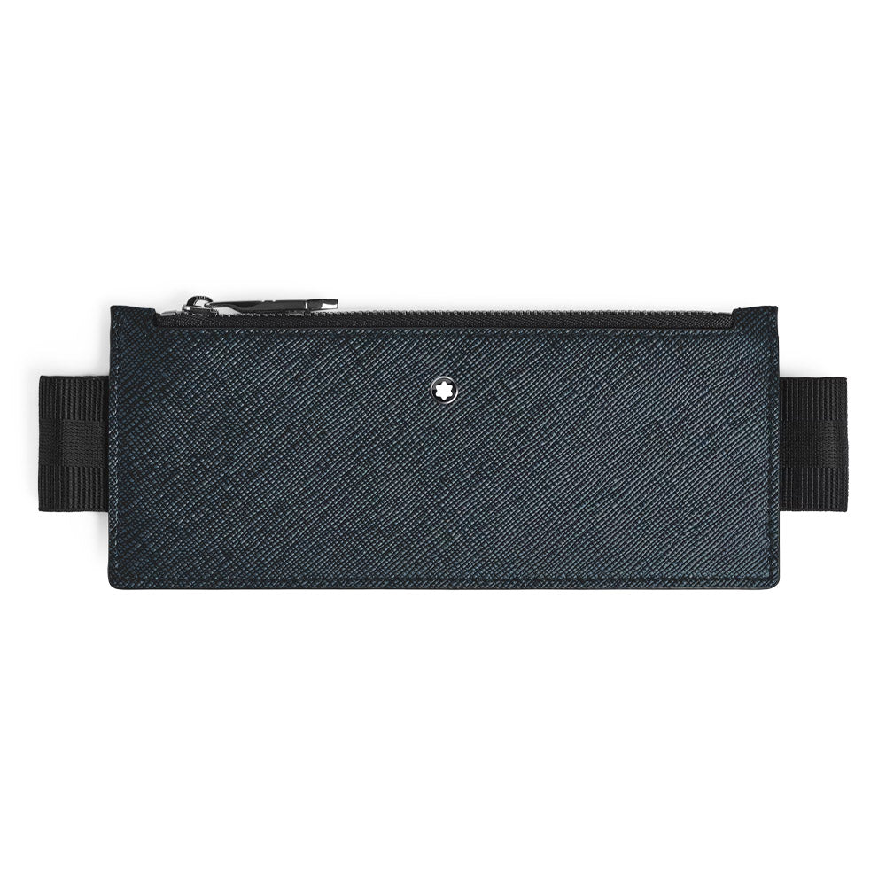 Montblanc 2 Pen Elastic Zip Pouch Tweed Blue