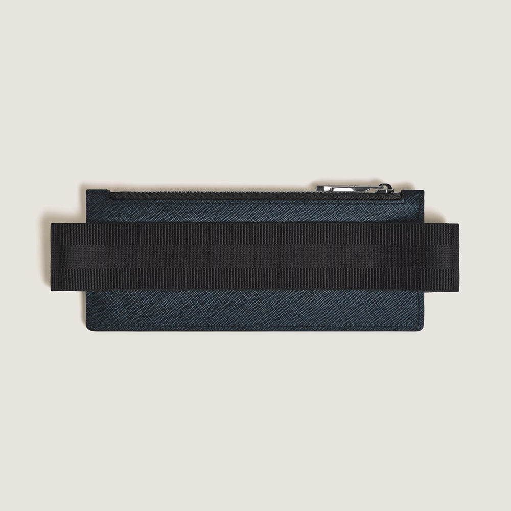 Montblanc 2 Pen Elastic Zip Pouch Tweed Blue