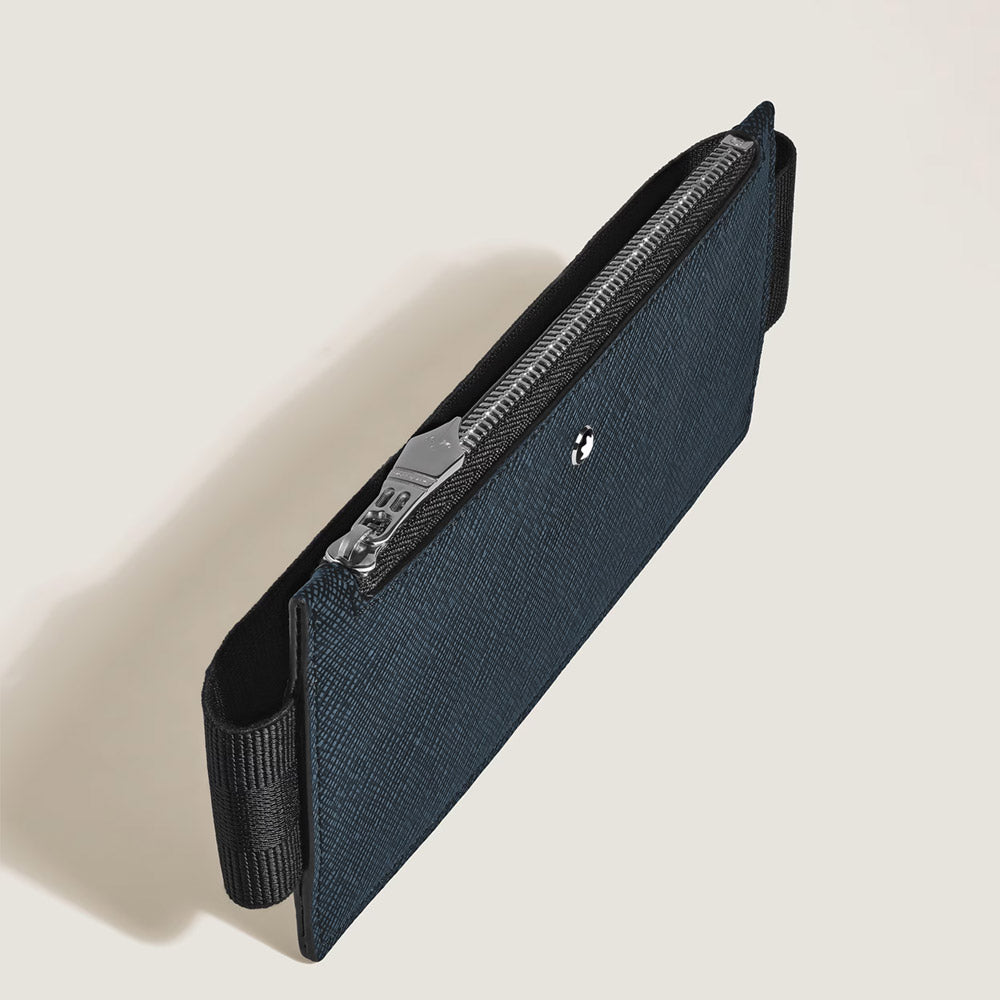 Montblanc 2 Pen Elastic Zip Pouch Tweed Blue
