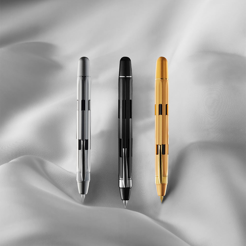 Nahvalur Eclipse Retractable Fountain Pen Pure Silver