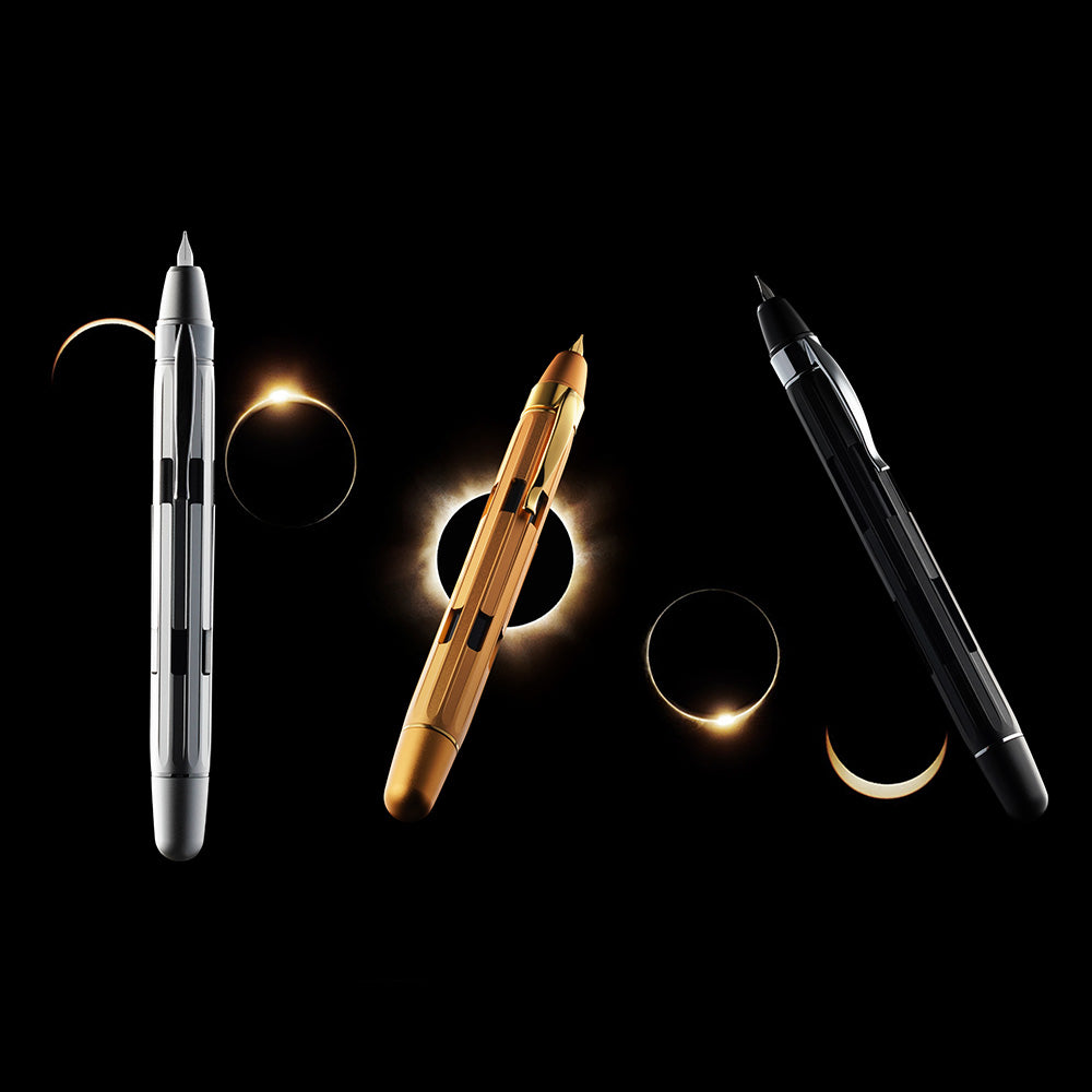Nahvalur Eclipse Retractable Fountain Pen Pure Silver