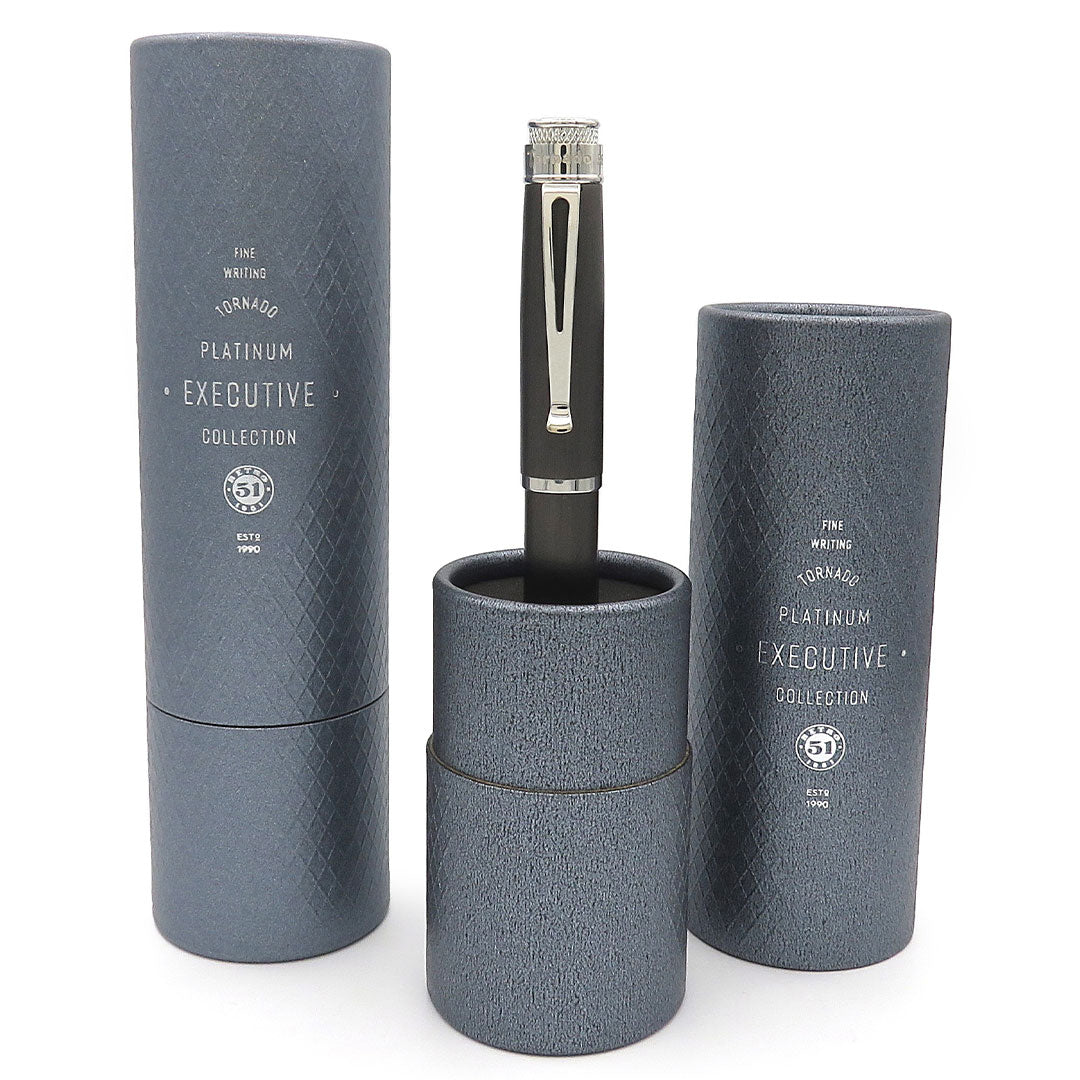 Retro 51 Tornado Black Nickel Platinum Fountain Pen