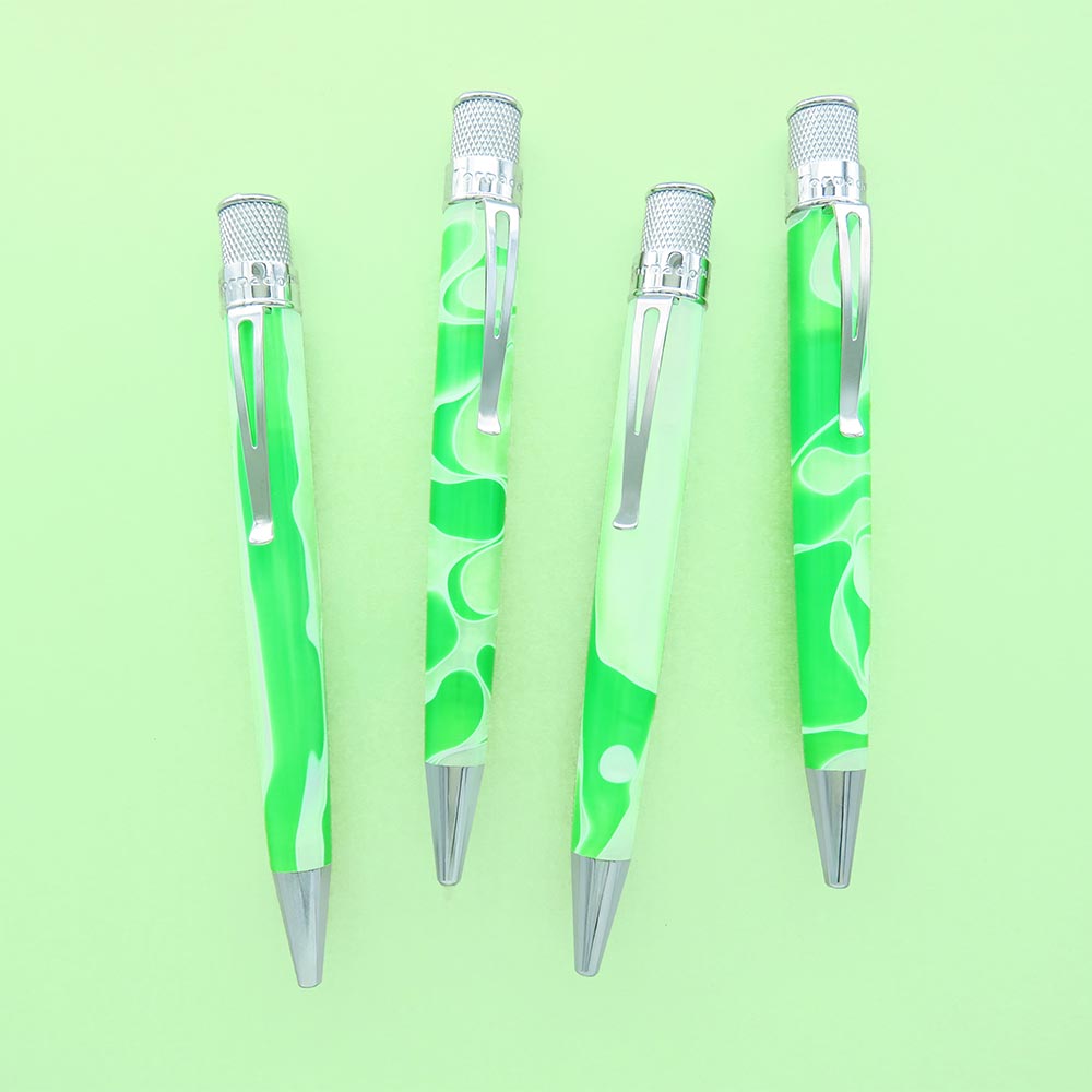 Retro 51 Tornado Rollerball Green and White Cosmic Swirl