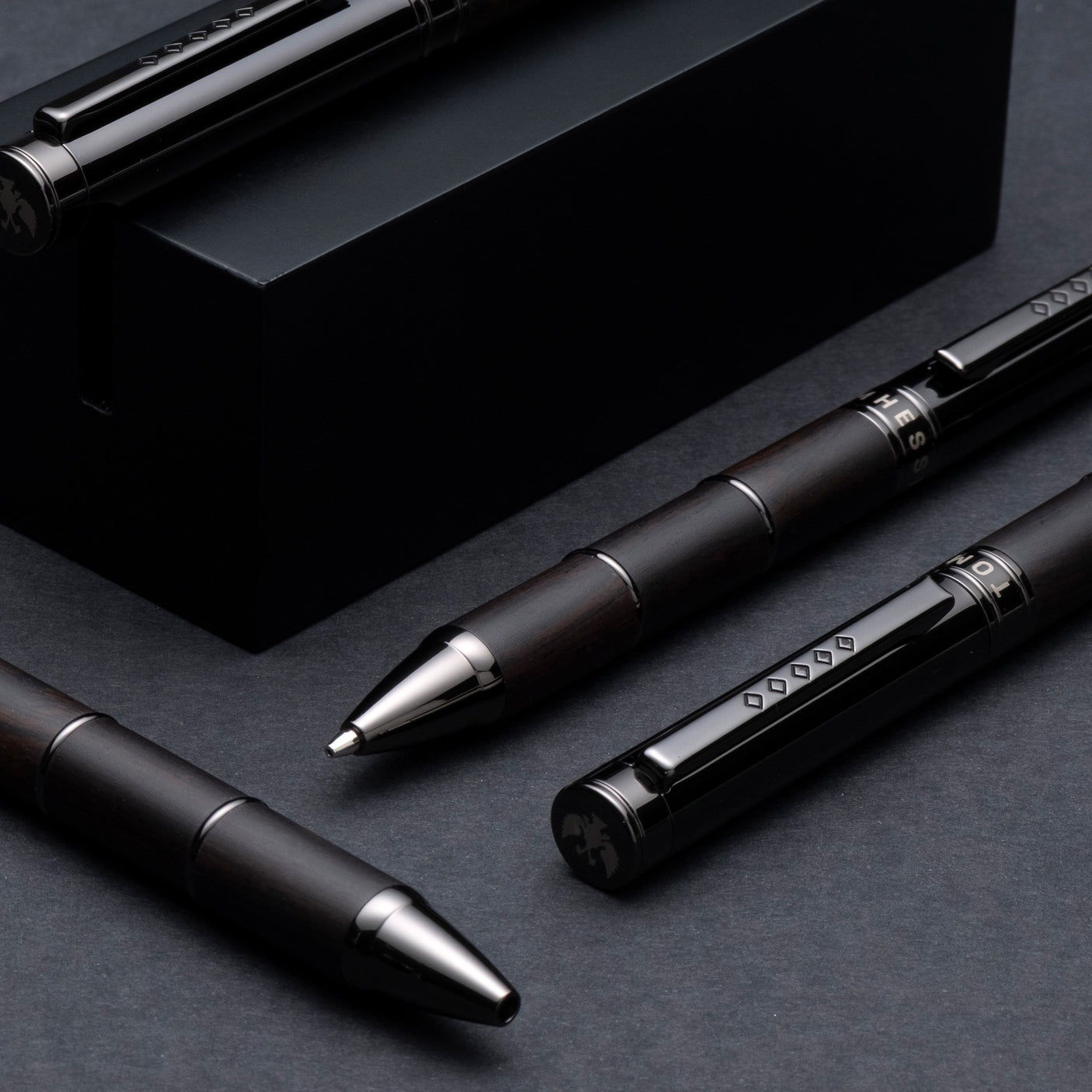 Tom Hessin Revolution Mechanical Pencil Charcoal Black Wood Barrel with Gunmetal Trim