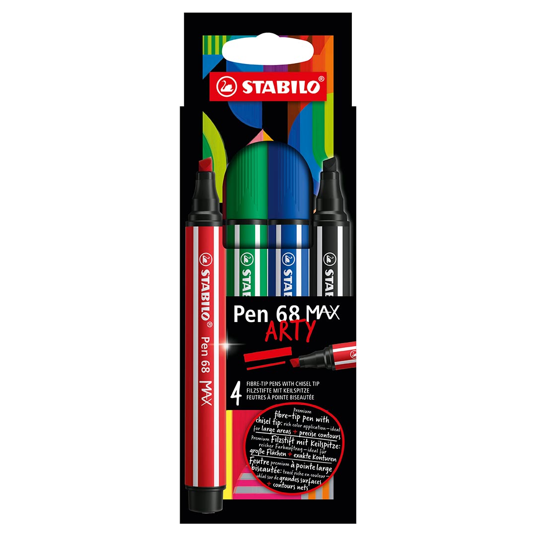 STABILO Pen 68 Max Card Wallet Of 4 Arty by Stabilo at Cult Pens