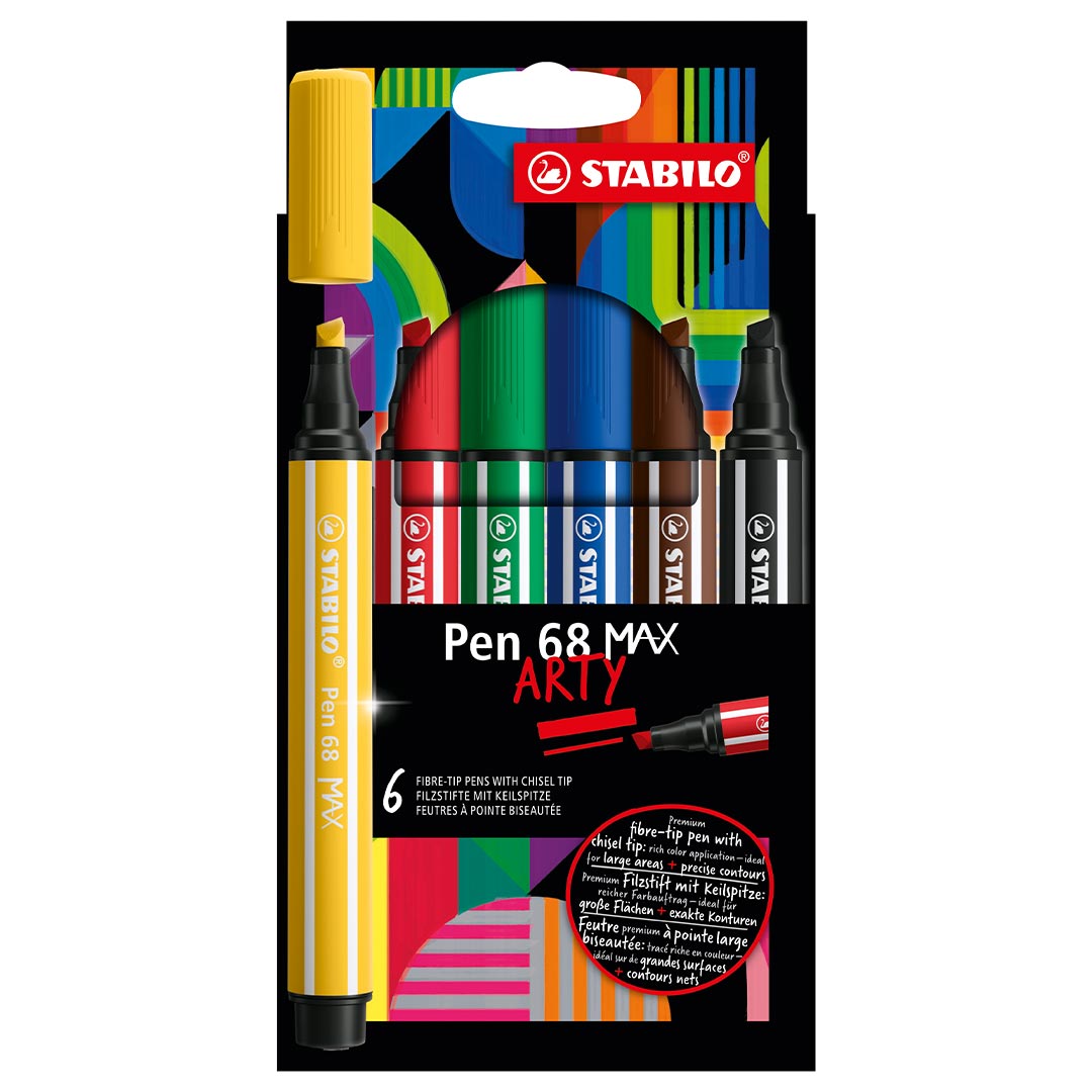 STABILO Pen 68 Max Card Wallet Of 6 Arty by Stabilo at Cult Pens