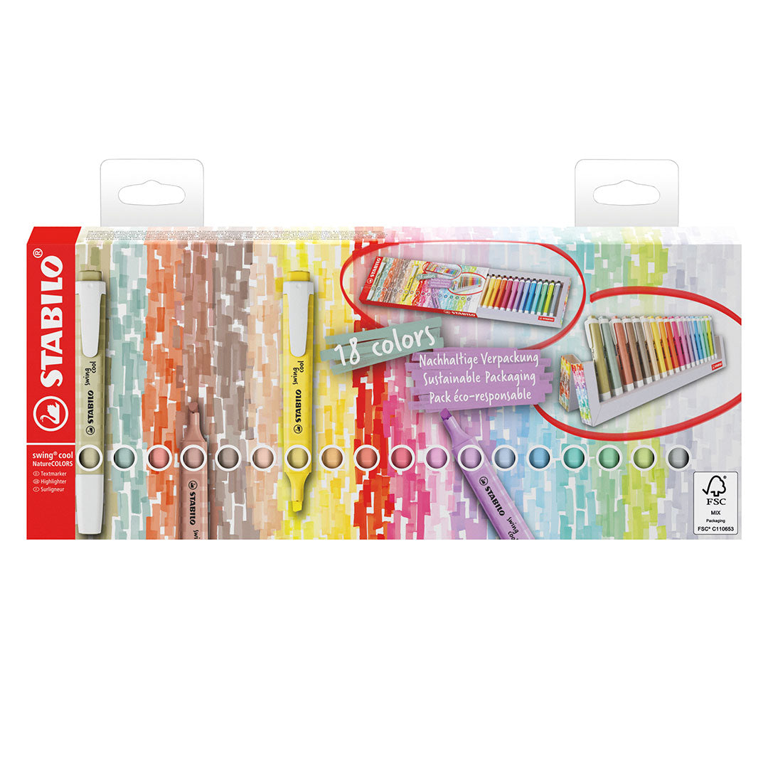 STABILO Swing Cool Highlighter NatureCOLORS Deskset of 18