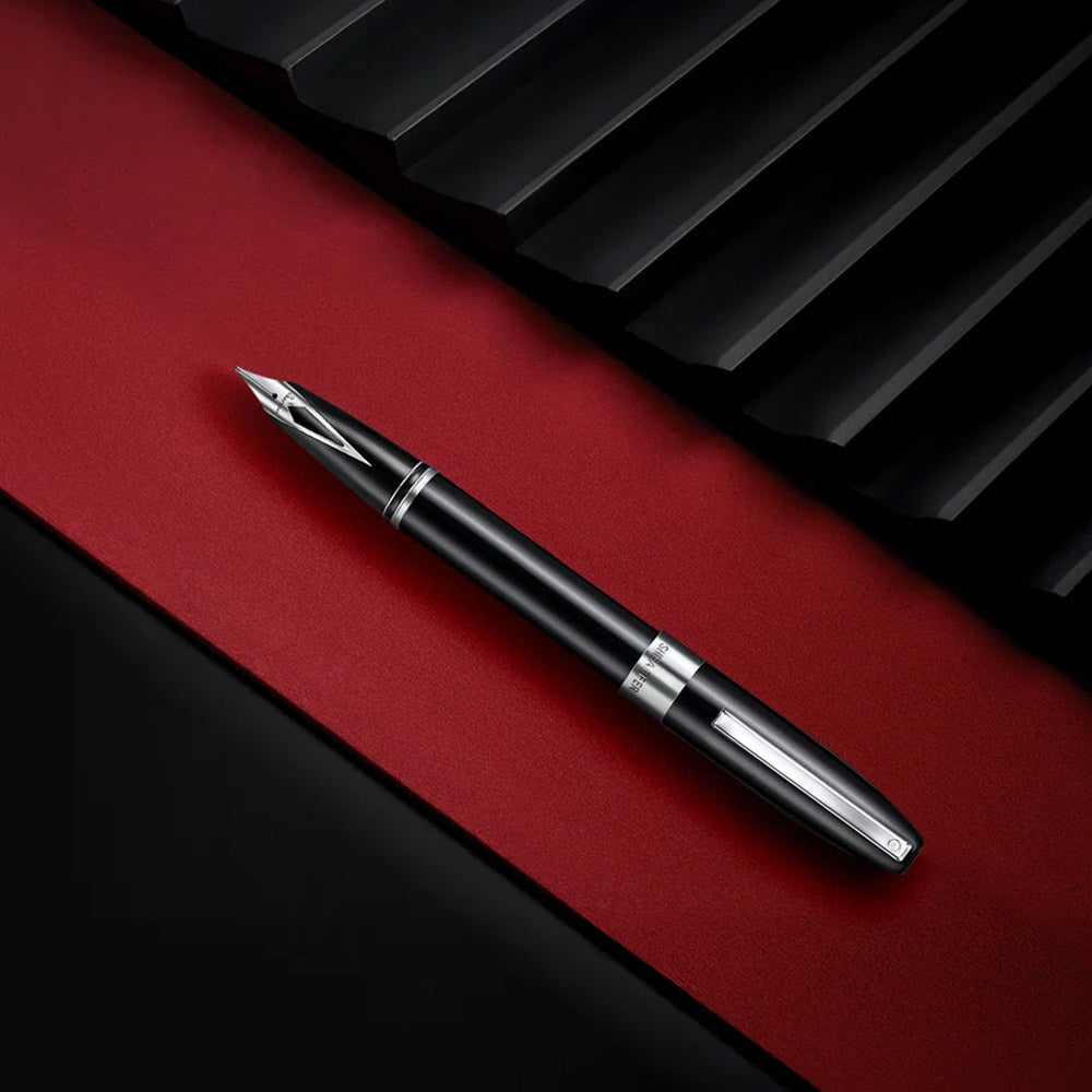 Sheaffer Legacy Fountain Pen Black with Chrome Trim and Leather Case Medium