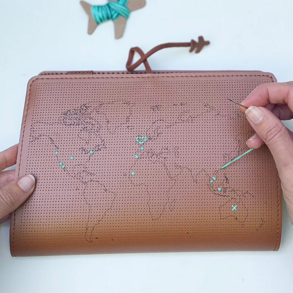 Chasing Threads Stitch World Travel Notebook Brown