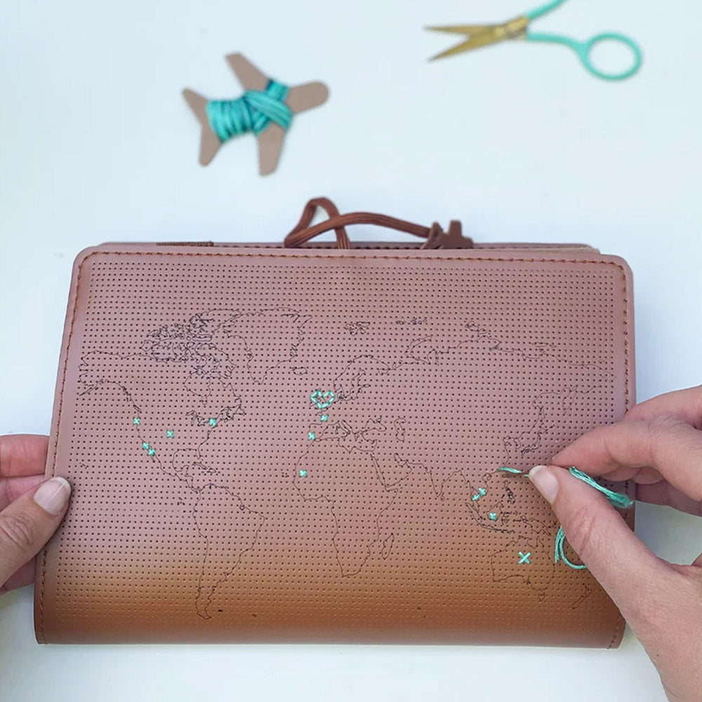 Chasing Threads Stitch World Travel Notebook Brown