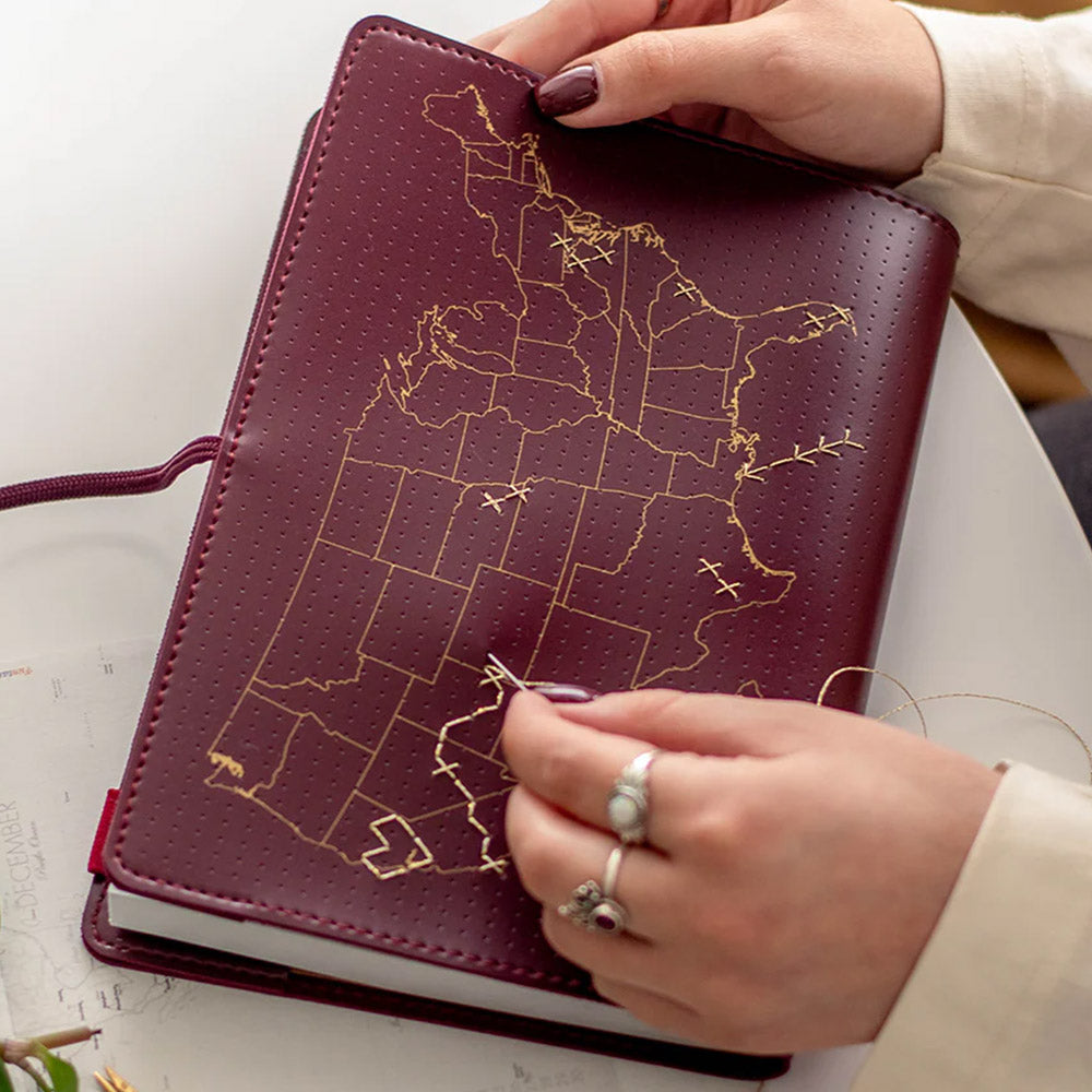Chasing Threads Stitch USA Travel Notebook Maroon