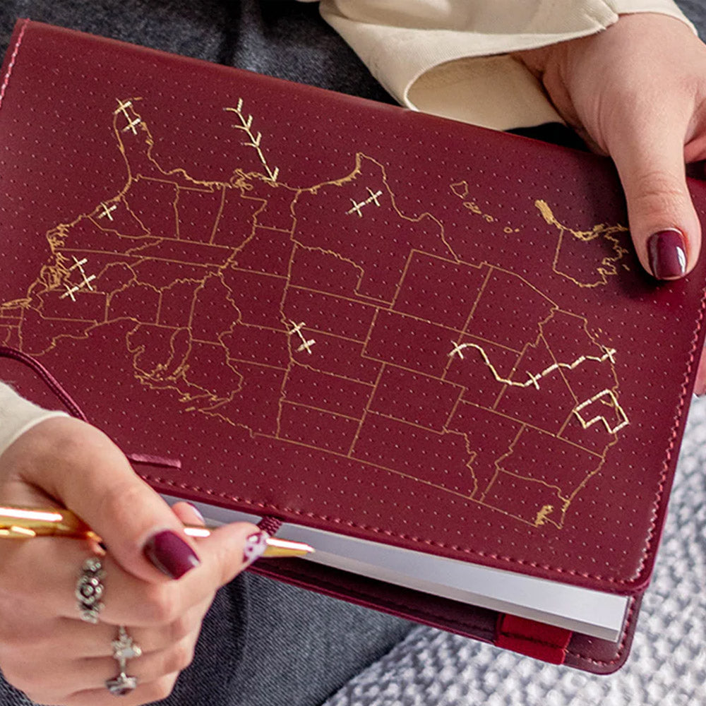 Chasing Threads Stitch USA Travel Notebook Maroon