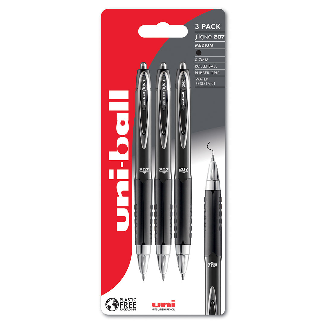 Uni-ball Signo 207 Rollerball Pen Three-Pen Set by Uni at Cult Pens