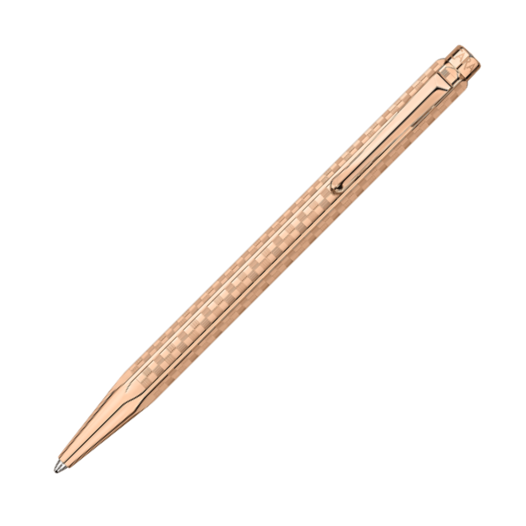 Caran d'Ache Ecridor Ballpoint Pen Damier Rose Gold with Leather Case
