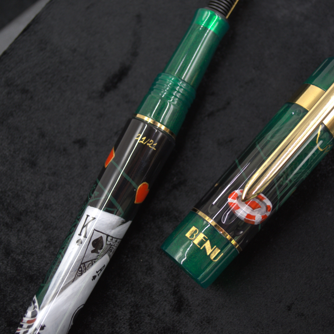 Cult Pens Exclusive Tribute 21st Birthday Hand Painted Celebration Pen by Benu Limited Edition Blackjack