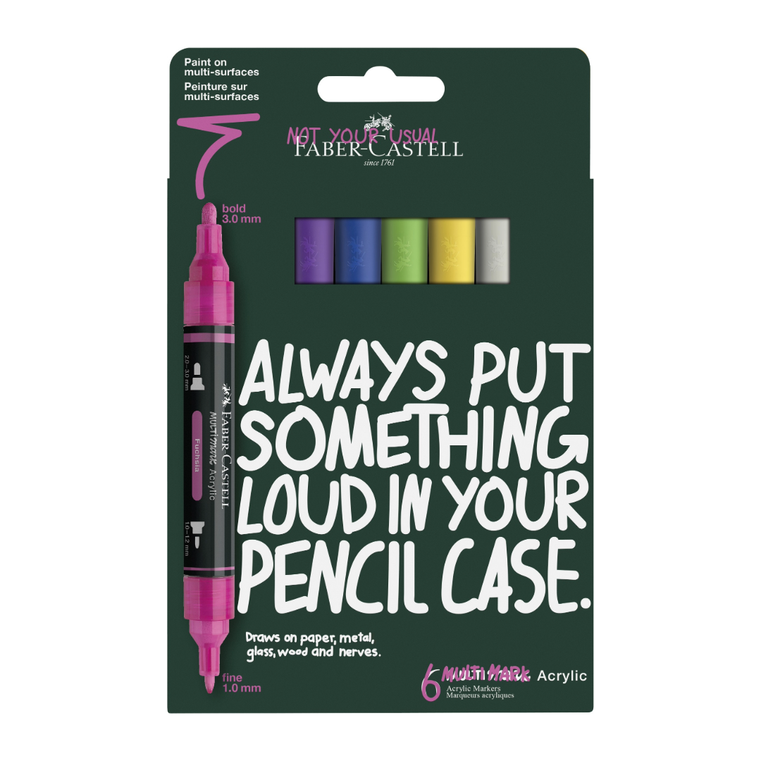 Faber-Castell Multimark Acrylic Marker Set of 6 Vibrant