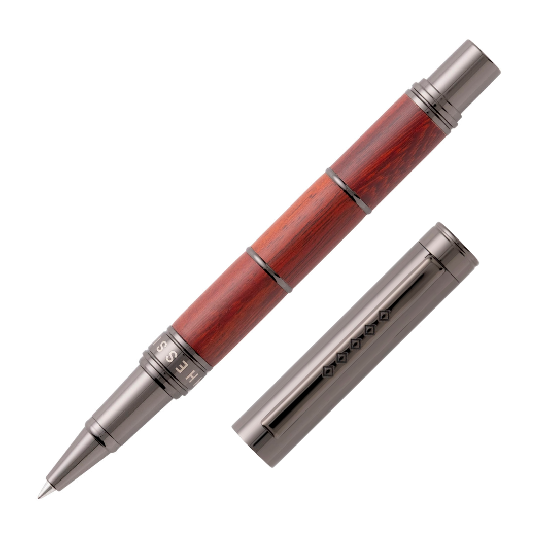 Tom Hessin Revolution Rollerball Pen Ironbridge Wood Barrel with Gunmetal Trim