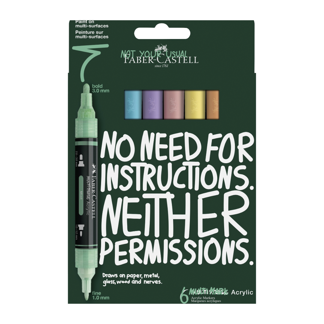 Faber-Castell Multimark Acrylic Marker Set of 6 Pastel