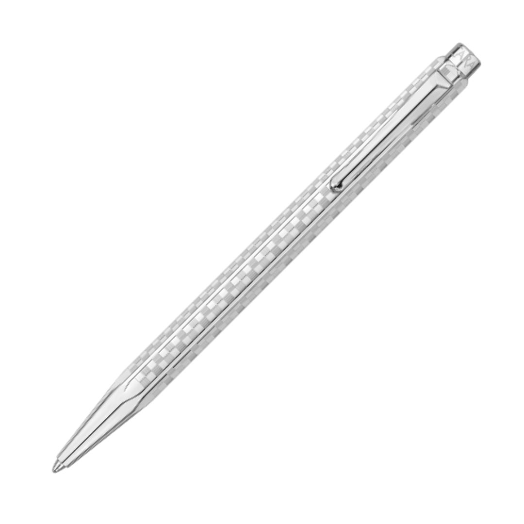 Caran d'Ache Ecridor Ballpoint Pen Damier Platinum Coated with Leather Case