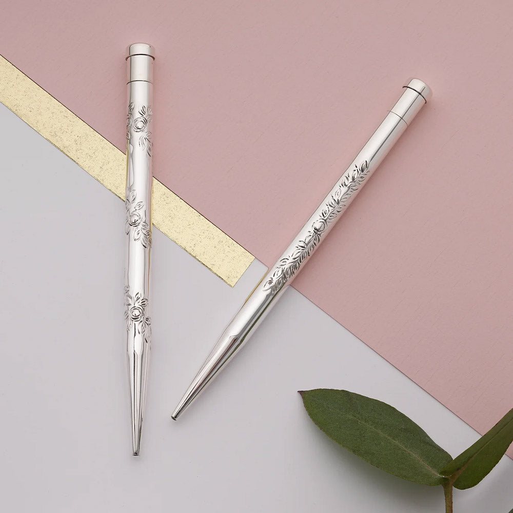 Yard O Led Mayflower Hand-Chased Sterling Silver Ballpoint Pen