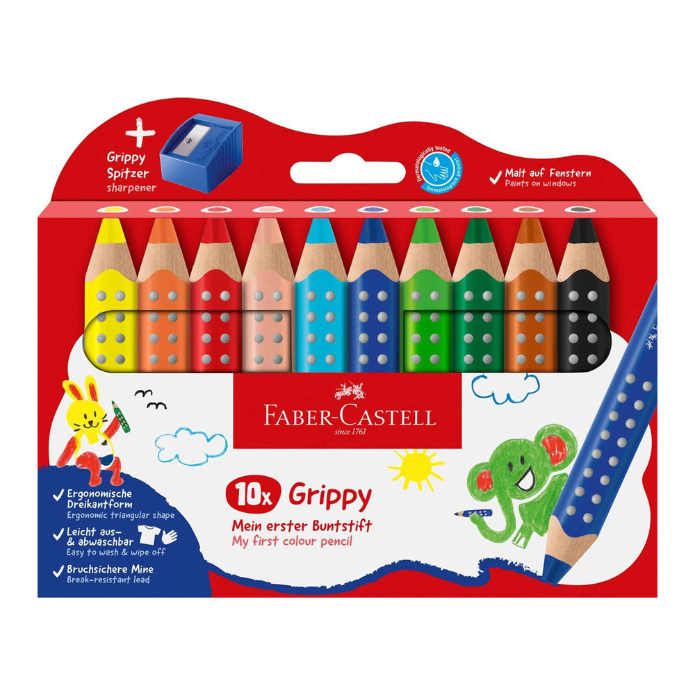 Faber-Castell Grippy Colour Pencil Set Of 10 With Sharpener