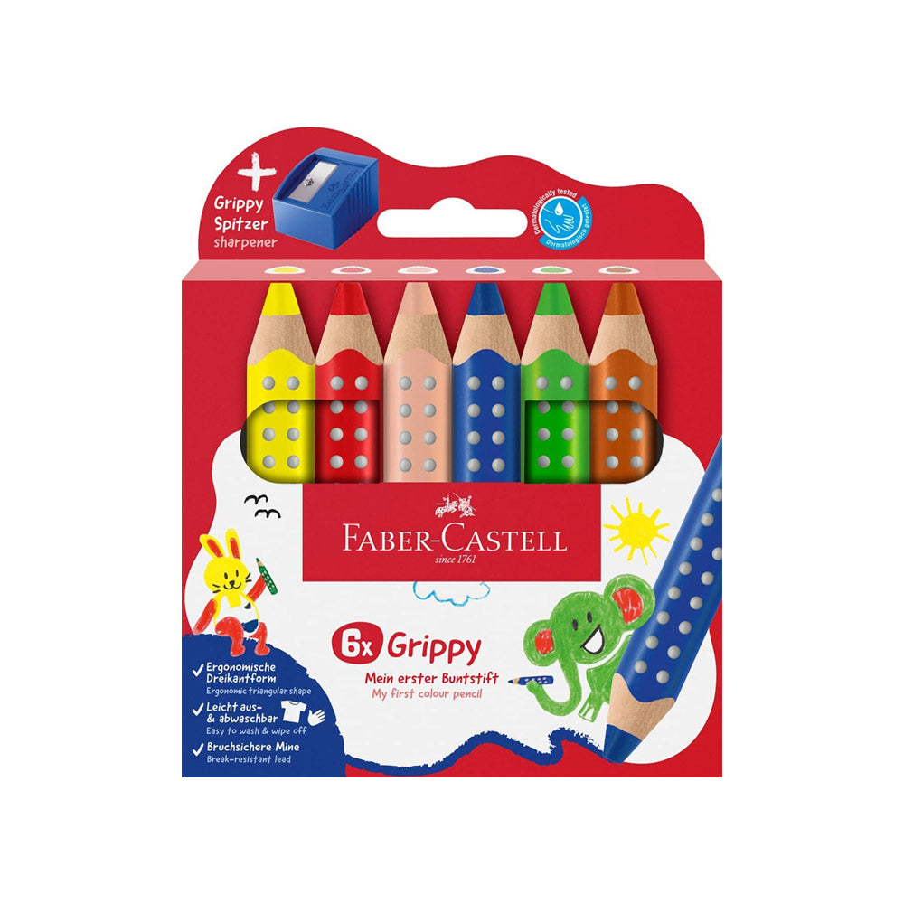 Faber-Castell Grippy Colour Pencil Set Of 6 With Sharpener