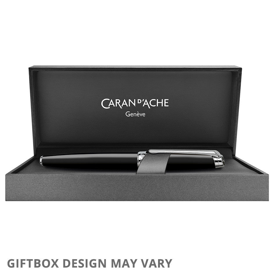 Caran d'Ache Leman Ebony Ballpoint Pen Silver Trim by Caran d'Ache at Cult Pens