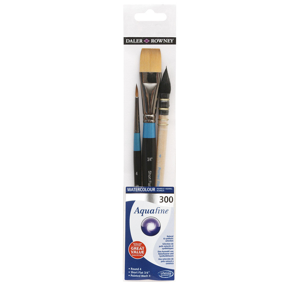 Daler-Rowney Aquafine Watercolour Brush 300 Wallet of 3 by Daler-Rowney at Cult Pens