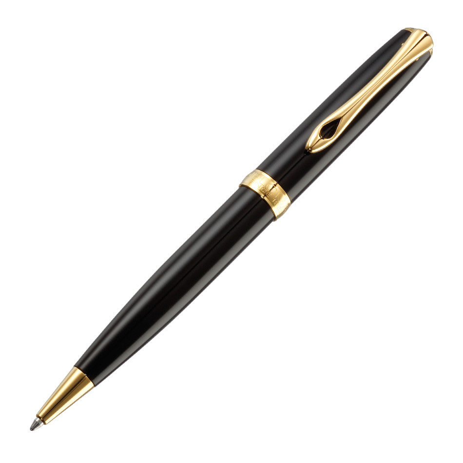 Diplomat Excellence A2 Black Lacquer Ballpoint Pen with Gold Trim by Diplomat at Cult Pens